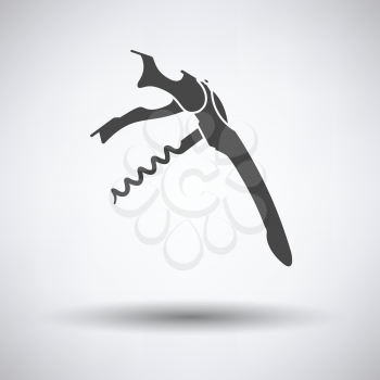 Waiter corkscrew icon on gray background with round shadow. Vector illustration.