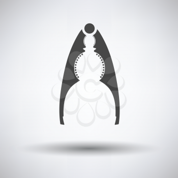 Nutcracker pliers icon on gray background with round shadow. Vector illustration.