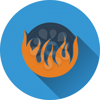 Flame vinyl icon. Flat design. Vector illustration.