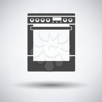 Kitchen main stove unit icon on gray background with round shadow. Vector illustration.