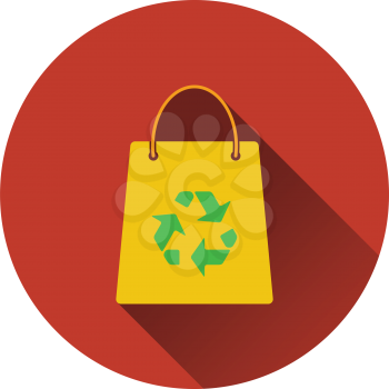 Shopping bag with recycle sign icon. Flat design. Vector illustration.