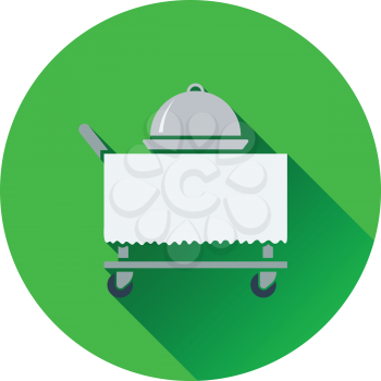 Restaurant  cloche on delivering cart icon. Flat design. Vector illustration.