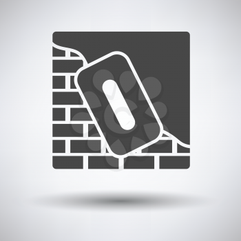 Icon of plastered brick wall  on gray background with round shadow. Vector illustration.
