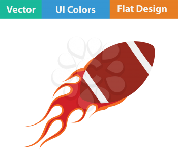 American football fire ball icon. Flat color design. Vector illustration.