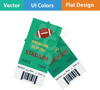 American football tickets icon. Flat color design. Vector illustration.