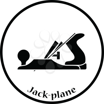 Icon of jack-plane. Thin circle design. Vector illustration.