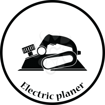 Icon of electric planer. Thin circle design. Vector illustration.
