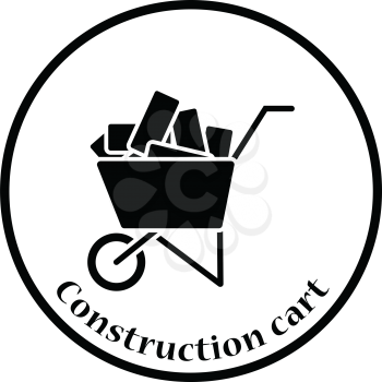 Icon of construction cart . Thin circle design. Vector illustration.