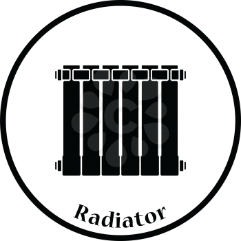Icon of Radiator. Thin circle design. Vector illustration.