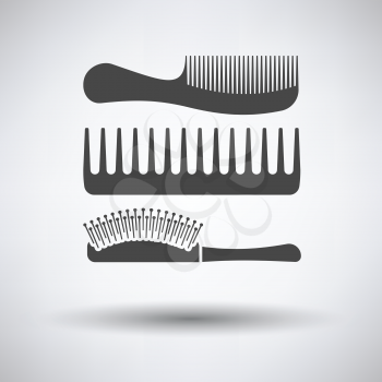 Hairbrush icon on gray background, round shadow. Vector illustration.