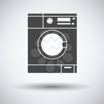 Washing machine icon on gray background, round shadow. Vector illustration.