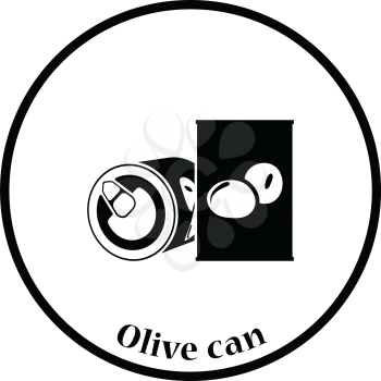 Olive can icon. Thin circle design. Vector illustration.
