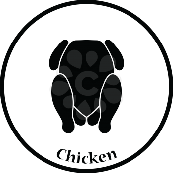 Chicken icon. Thin circle design. Vector illustration.