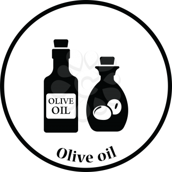 Bottle of olive oil icon. Thin circle design. Vector illustration.