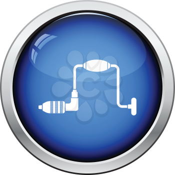 Icon of auger. Glossy button design. Vector illustration.