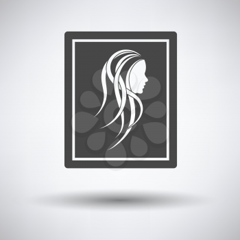 Portrait art icon on gray background, round shadow. Vector illustration.