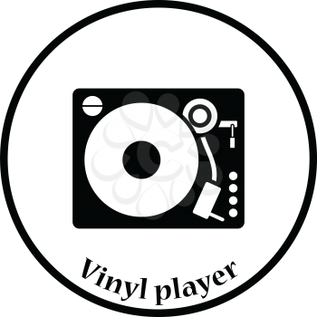 Vinyl player icon. Thin circle design. Vector illustration.