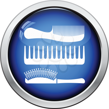 Hairbrush icon. Glossy button design. Vector illustration.