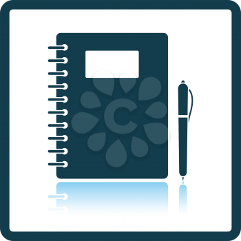 Icon of Exercise book. Shadow reflection design. Vector illustration.