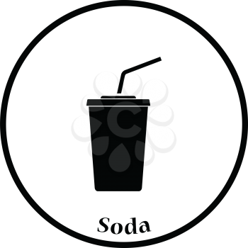 Cinema soda drink icon. Thin circle design. Vector illustration.