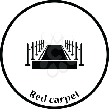 Red carpet icon. Thin circle design. Vector illustration.