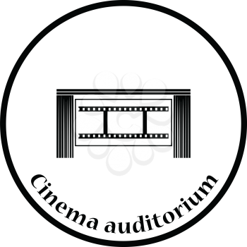 Cinema theater auditorium icon. Thin circle design. Vector illustration.