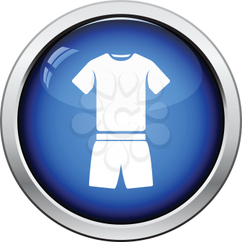 Fitness uniform  icon. Glossy button design. Vector illustration.