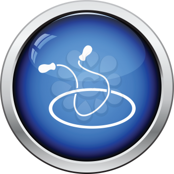 Jump rope and hoop icon. Glossy button design. Vector illustration.