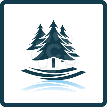 Fir forest  icon. Shadow reflection design. Vector illustration.