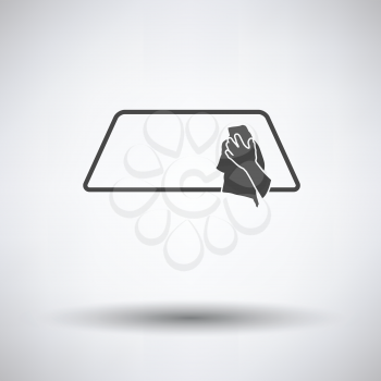 Wipe car window icon on gray background, round shadow. Vector illustration.