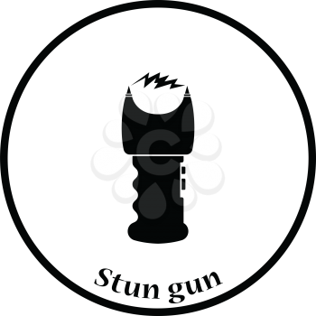 Stun gun icon. Thin circle design. Vector illustration.