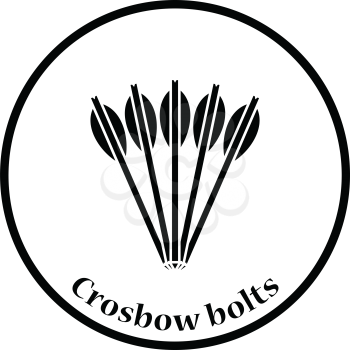 Crossbow bolts icon. Thin circle design. Vector illustration.