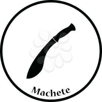Machete icon. Thin circle design. Vector illustration.