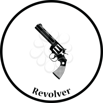 Revolver gun icon. Thin circle design. Vector illustration.
