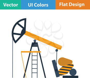 Oil pump icon. Flat color design. Vector illustration.