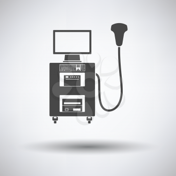 Ultrasound diagnostic machine icon on gray background, round shadow. Vector illustration.