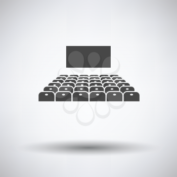 Cinema auditorium icon on gray background, round shadow. Vector illustration.