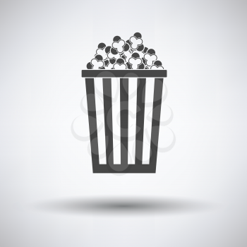 Cinema popcorn icon on gray background, round shadow. Vector illustration.