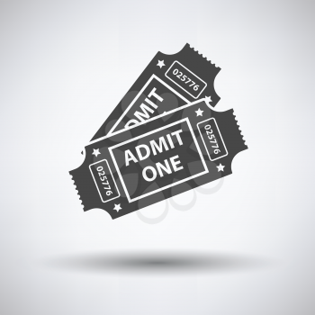 Cinema tickets icon on gray background, round shadow. Vector illustration.