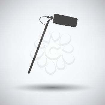 Cinema microphone icon on gray background, round shadow. Vector illustration.