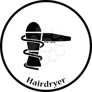 Hairdryer icon. Thin circle design. Vector illustration.