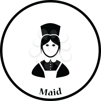 Hotel maid icon. Thin circle design. Vector illustration.