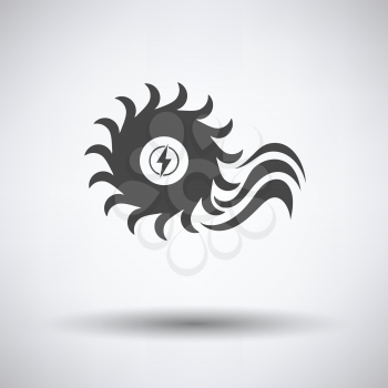 Water turbine icon on gray background, round shadow. Vector illustration.