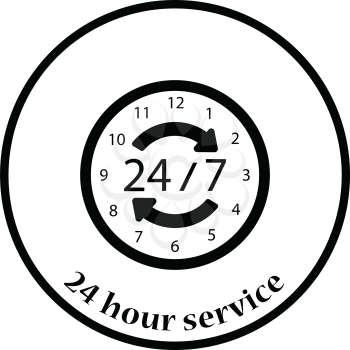 24 hour icon. Thin circle design. Vector illustration.