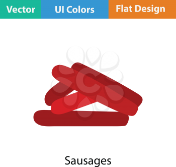 Sausages icon. Flat color design. Vector illustration.