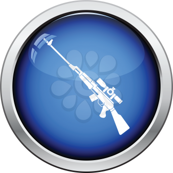 Sniper rifle icon. Glossy button design. Vector illustration.