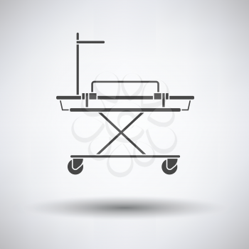 Medical stretcher icon on gray background, round shadow. Vector illustration.