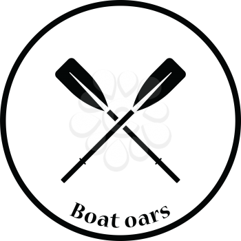 Icon of  boat oars. Thin circle design. Vector illustration.