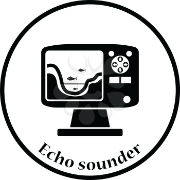 Icon of echo sounder  . Thin circle design. Vector illustration.