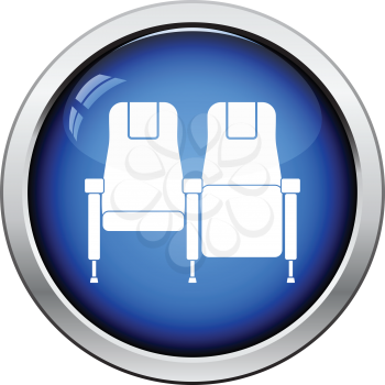 Cinema seats icon. Glossy button design. Vector illustration.